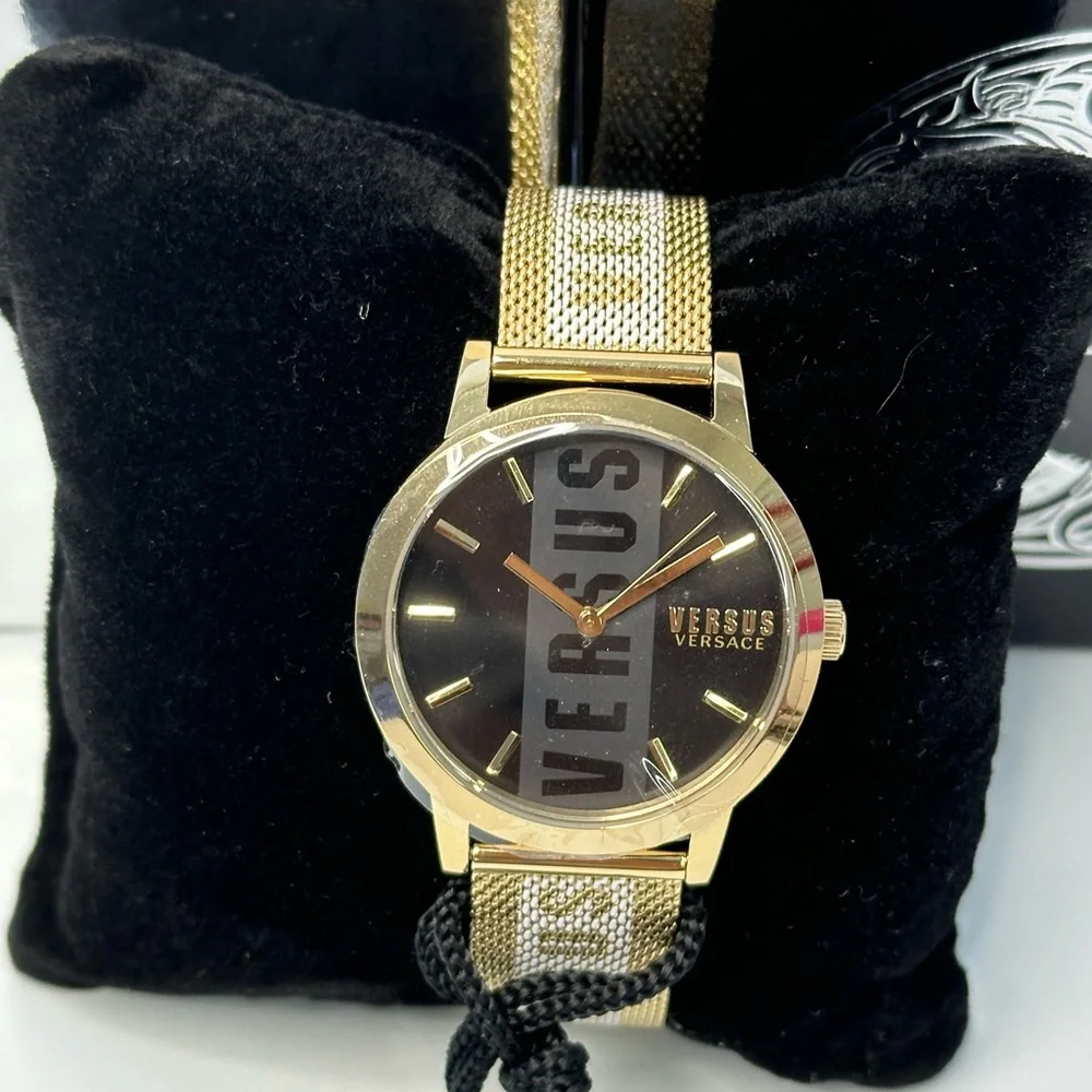 Authentic Versus Versace Barbes 38Mm Ip Yellow Gold Stainless Steel Watch